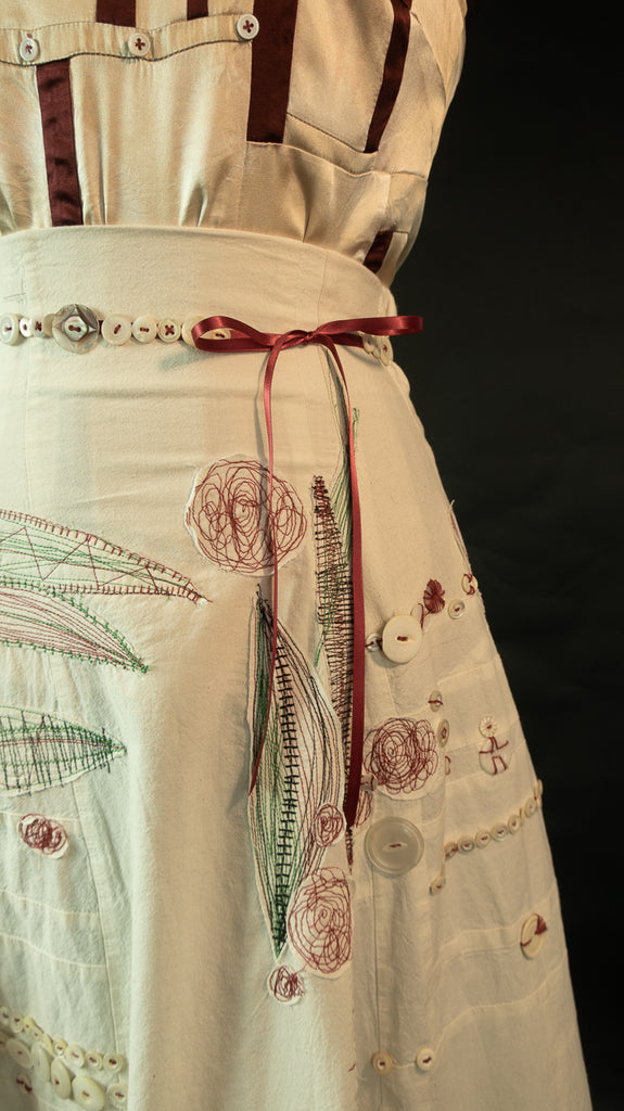 Patchwork Muslin Skirt with Silk Patchwork Camisole