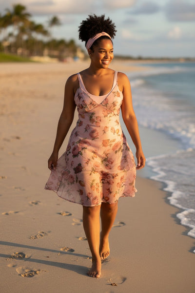 Floral Pink Net Slip