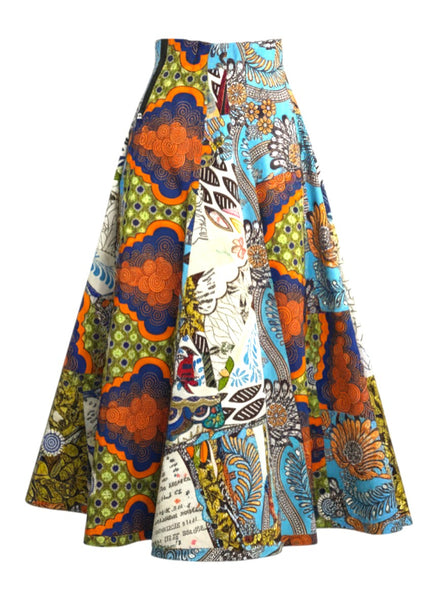 Patchwork Panel Skirt with Writing