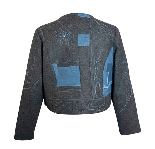 Patchwork Denim and Wool with Stitching Jacket