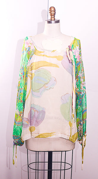 BOHO Floral Printed Silk Chiffon with Silk Chiffon Lining