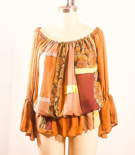 Large Patchwork Silk Chiffon BOHO Top