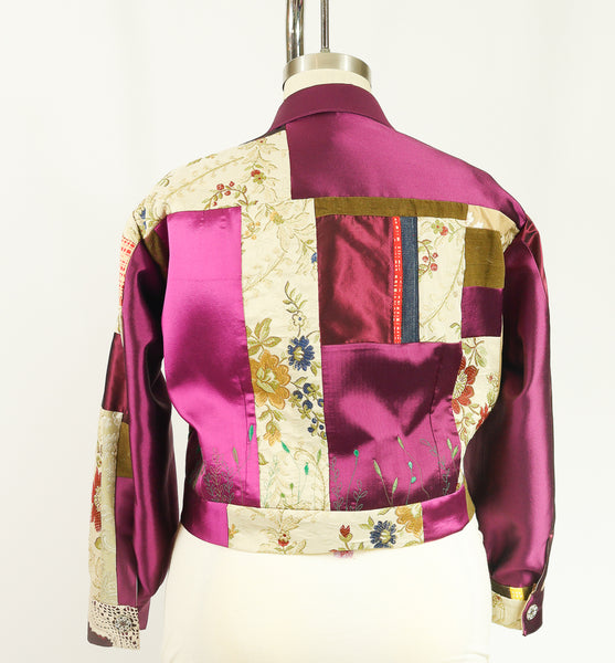 Silk Satin and Embroidered Patchwork Jacket