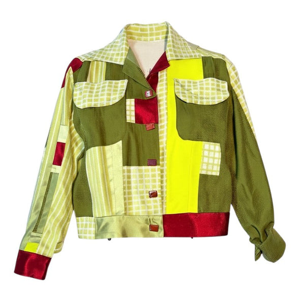 Patchwork Jacket in Chartreuse, Green, Red