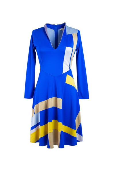 Small Blue Patchwork Silk Jersey Dress