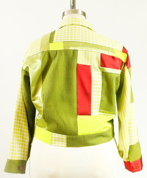 Patchwork Jacket with Green and Chartruse Satins
