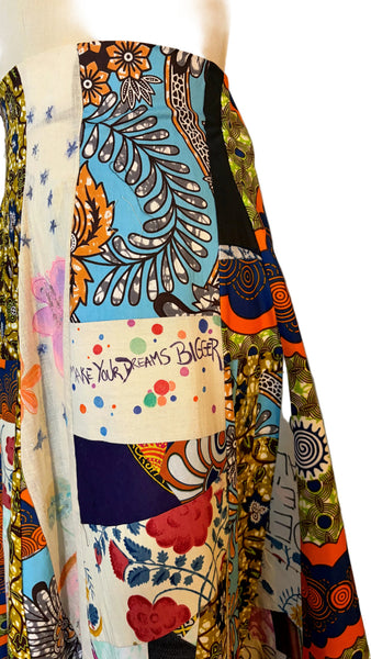 Patchwork Panel Skirt with Writing