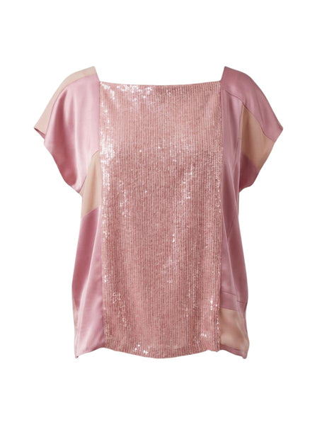 Large Pink Silk Tunic with Sequin Panel