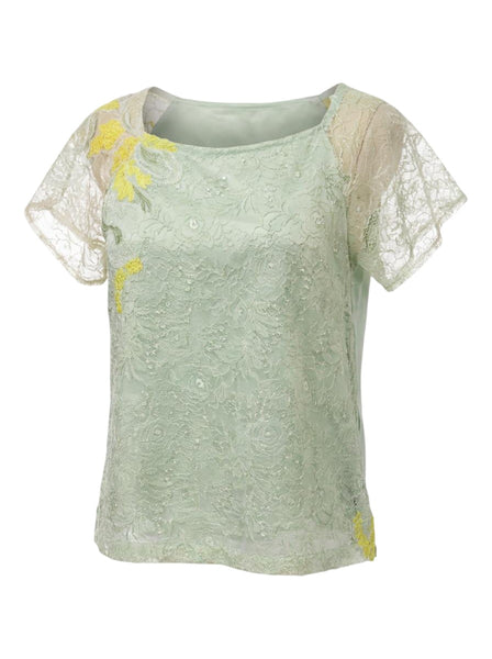 Mint Lace Tunic Top with Silk Charmeuse Lining
