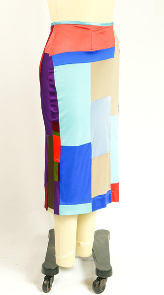Patchwork Silk Jersey Skirt