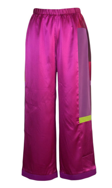 Patchwork pink Silk Charmeuse Pants