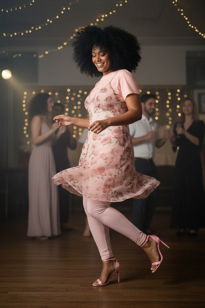Floral Pink Net Slip
