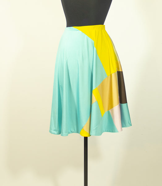1/2 Circle Silk Jersey Patchwork Skirt Small
