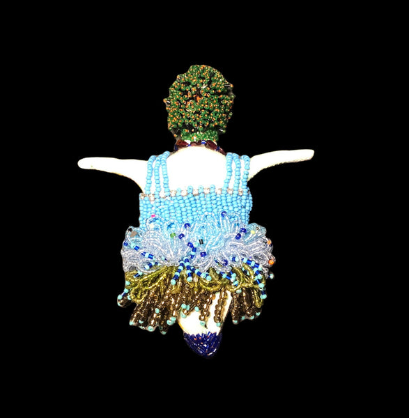 Beaded Doll with Blue Beaded Torso and Green Hair