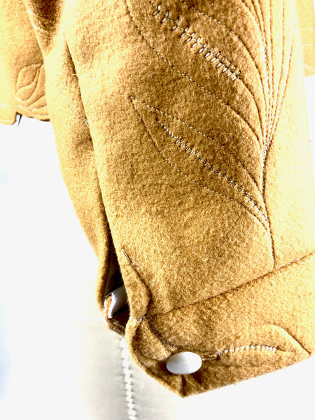 Wool Blend Jacket w Stitching and Beads