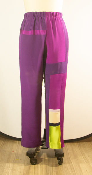 Purple Silk Patchwork Pants