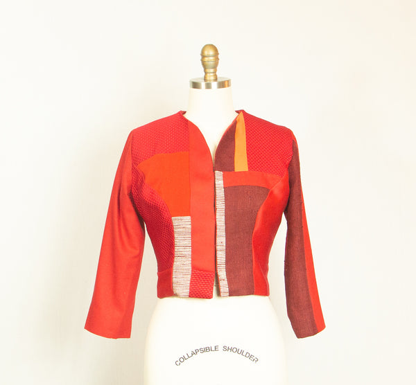 Red Small Patchwork Silk Jacket