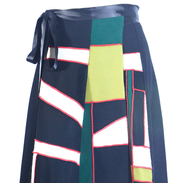 Plus Size Patchwork Wool Wrap Skirt