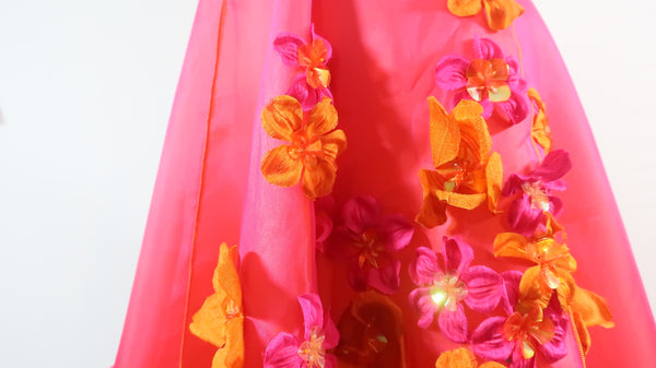 Silk Organza with Flowers Embellishment