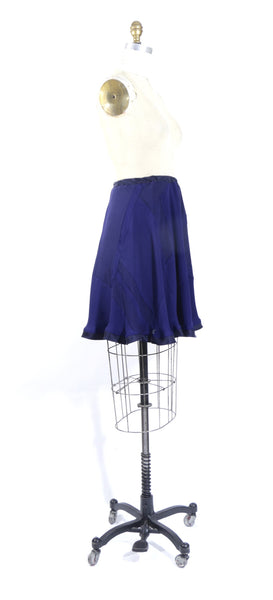 Navy Blue Patchwork Silk Chiffon Skirt