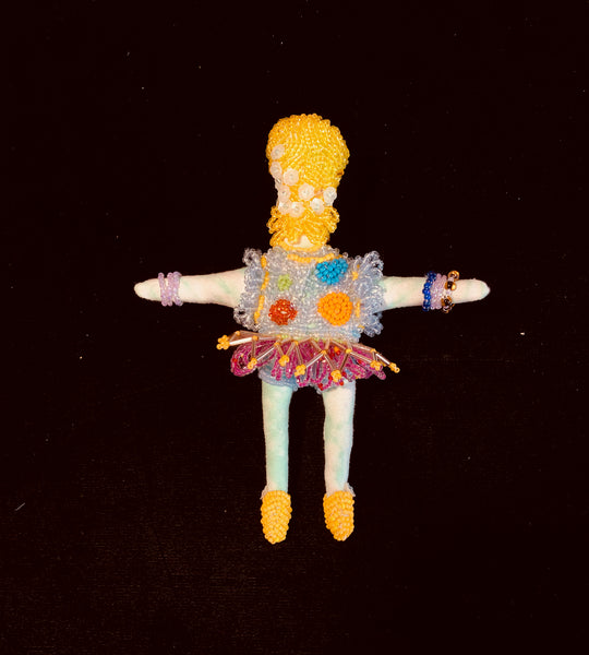 Beaded Doll with Yellow Hair and Shoes