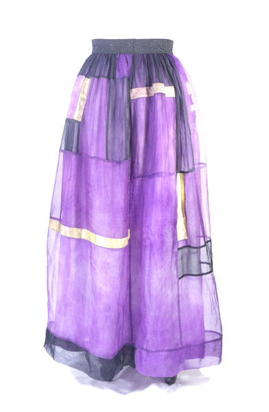 Plus Size Purple Patchwork Silk Organza Skirt