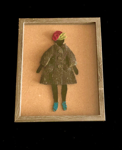 Flat Wool Doll wih Stitched body, Coat and Hat