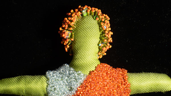 Beaded Doll with Orange Beaded Afro