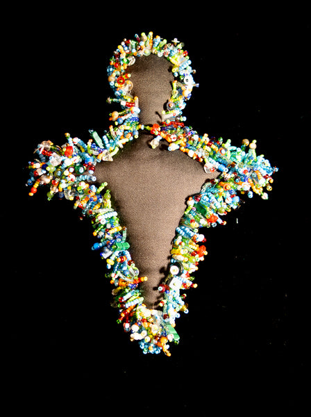 Beaded Doll with Turquoise Colored Glass Beads
