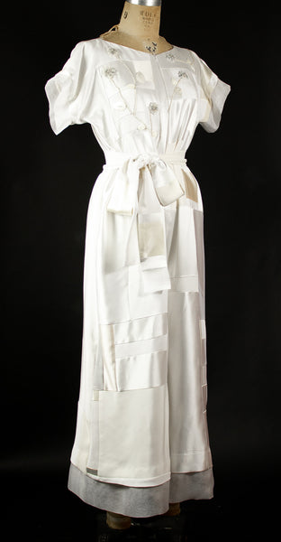 White Patchwork Silk Jumpsuit