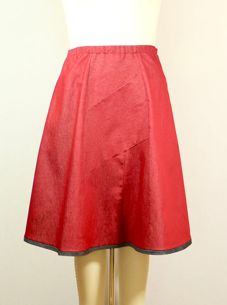 A line Red Stretch Denim Skirt