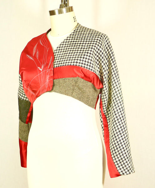 Crop Silk and Wool Jacket with Embroidery