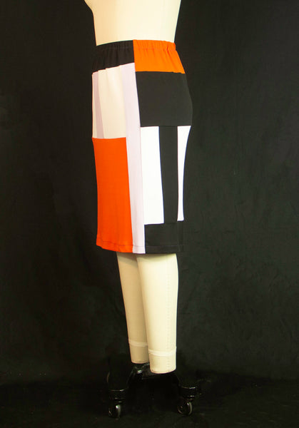 Patchwork with Orange Patch Matte Jersey Skirt Medium